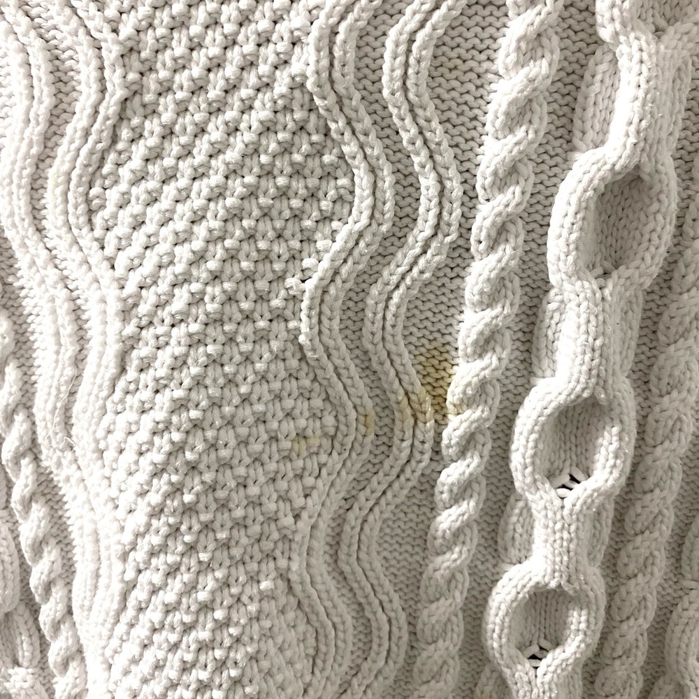 Banana Republic White Sweater with Red, White, and Blue Striped Trim - Picture 4 of 4